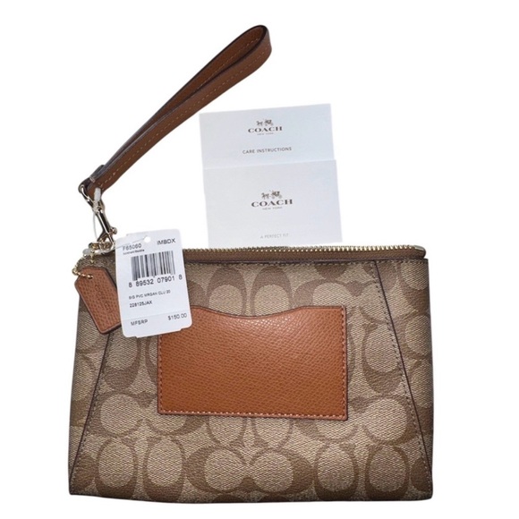 Coach Signature Tan Wristlet Clutch - Picture 2 of 9